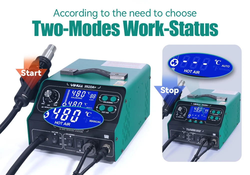 YIHUA 992DA + ЖК-паяльная станция вакуумная ручка паяльник вытяжка дыма паяльная BGA