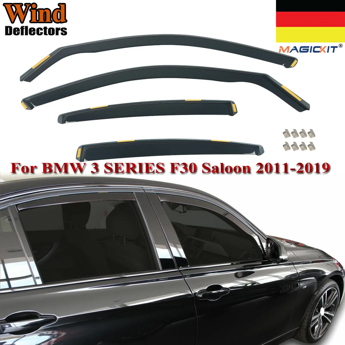 

Magickit TINTED WIND DEFLECTORS 4Pc for BMW 3 Series F30 4door Saloon 2012-2019