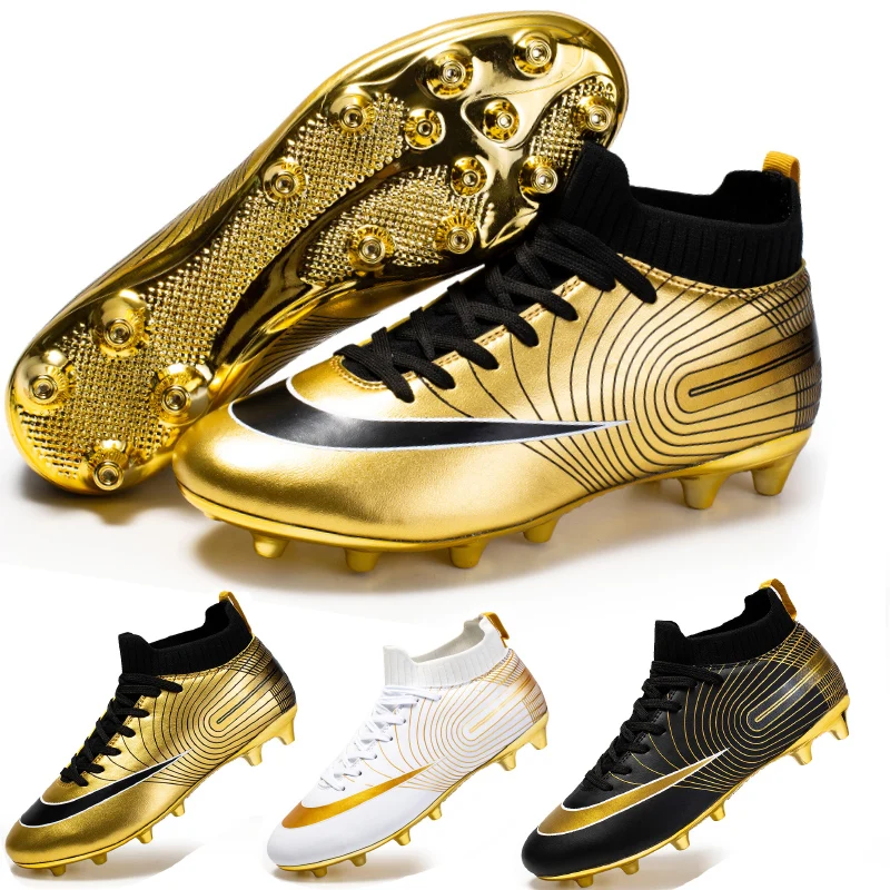 

Professional Unisex Soccer Shoes Long Spikes TF Ankle Football Boots Outdoor Grass Cleats Football Shoes Eu size 30-44