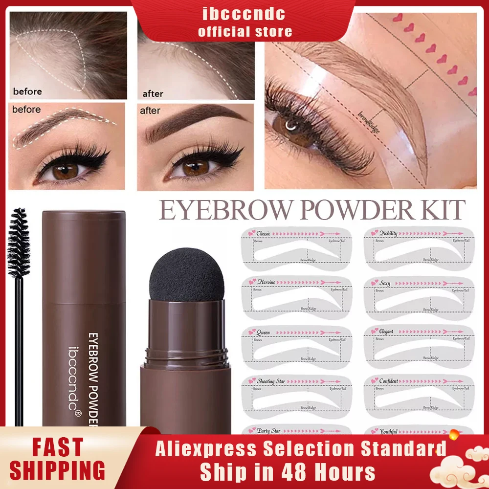 

Eyebrow Stamp Kit With Brows Stencils Card Long Lasting Waterproof Brow Powder Shaping 3 Colors Eyes Makeup Dropshipping