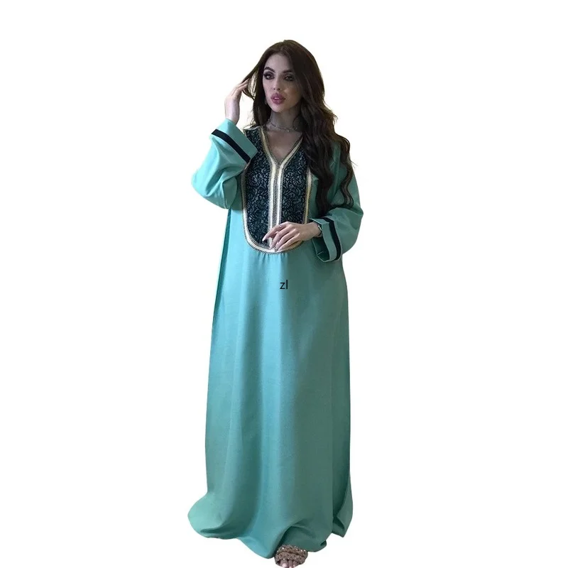 Lace Casual Kaftan Arabic Long Dress Women Loose Muslim African Dresses Middle East Saudi Jalabiya Islam Dubai Abaya