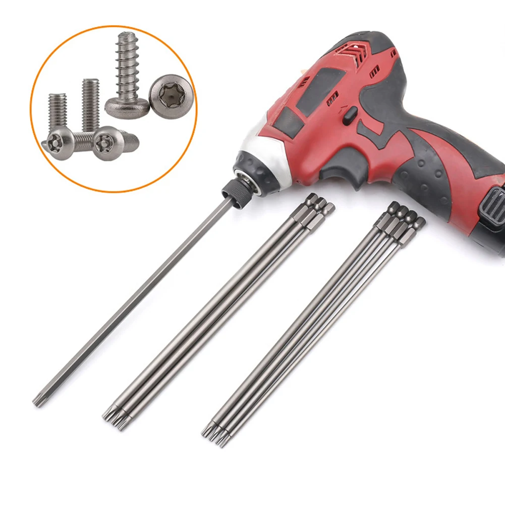 

7.78In Hollow Torx Screwdriver Bit Hex Shank T8-T40 Tool For Exact Screw Unscrew S2 Steel Electric Screwdrivers DIY Hand Tools