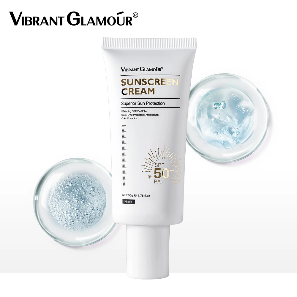 

VIBRANT GLAMOUR Sunscrean Cream SPF50+ Anti-Aging Uv Whitening Brighten Moisturizing Body Protection Skin Repair Skin Care 50g