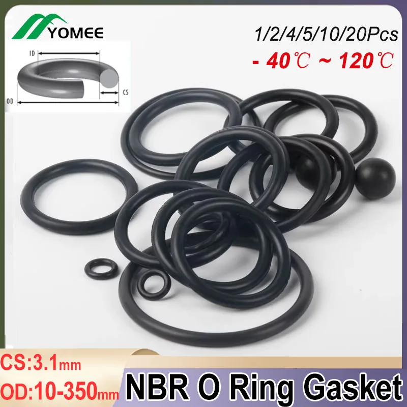

CS 3.1mm Black Nitrile Butadiene Rubber Rings Gaskets OD 10~350mm NBR O-Ring Oil Resistance Washer