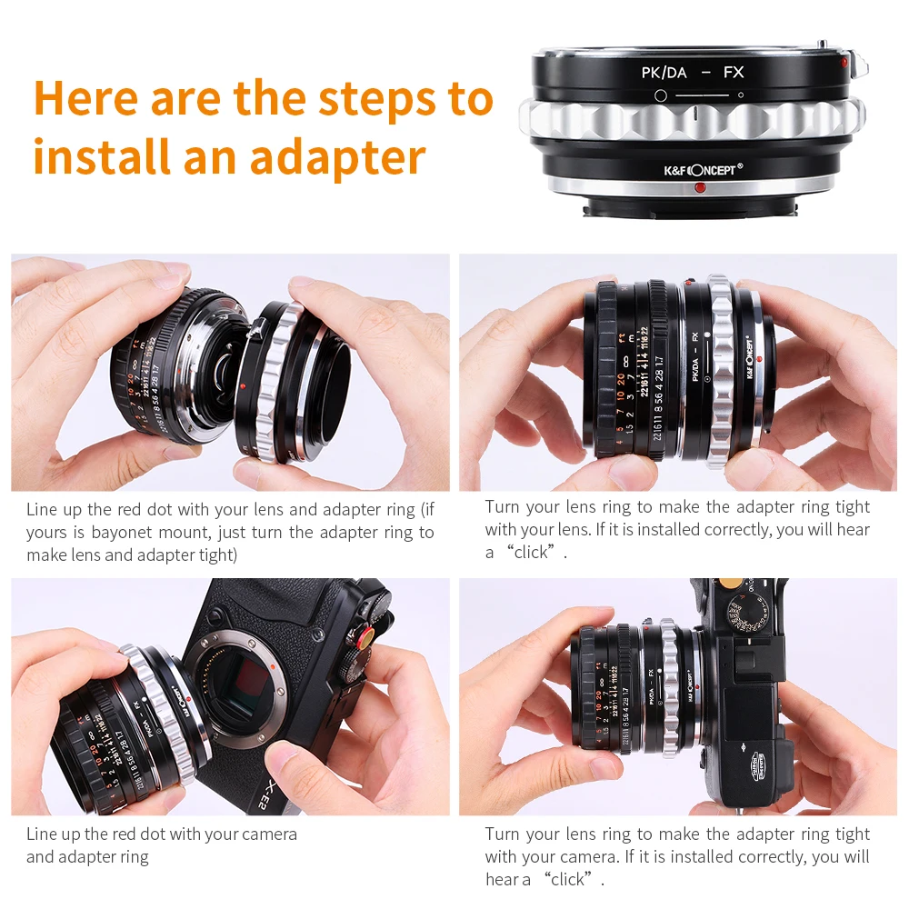 Адаптер K&ampF Concept DA to FX Pentax Fuji X Fujifilm X-Pro3 X-Pro2 X-T5 X-T4 X-T2 X-E4 XT100 XH2S XS10 XS20 X100V X-T30II