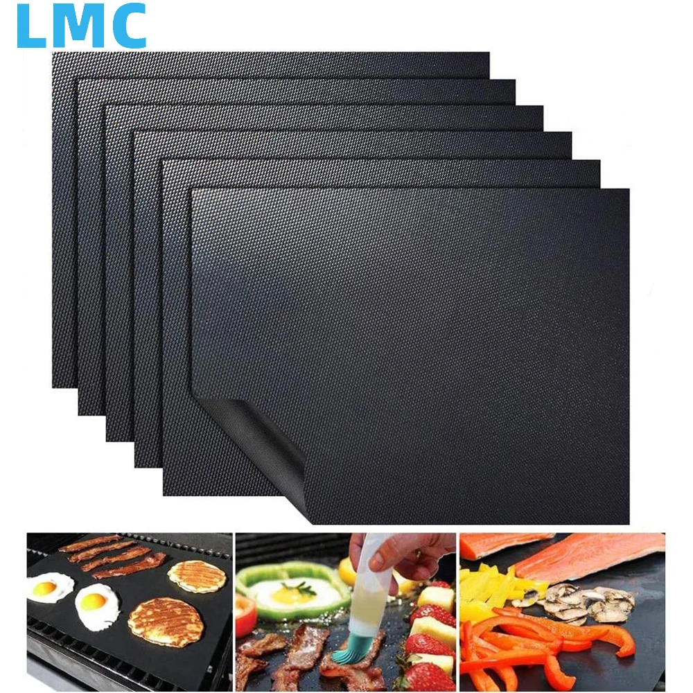 

LMC Non-stick BBQ Grill Mat 40*33cm Baking Mat BBQ Tools Cooking Grilling Sheet Heat Resistance Easily Cleaned Kitchen Tools