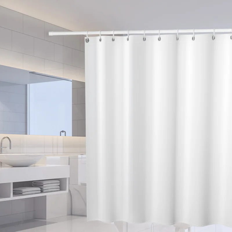 

White Shower curtains Solid Color Bathroom Curtain Polyester Fabric Thicken Waterproof Mildewproof Partition Bath Curtain