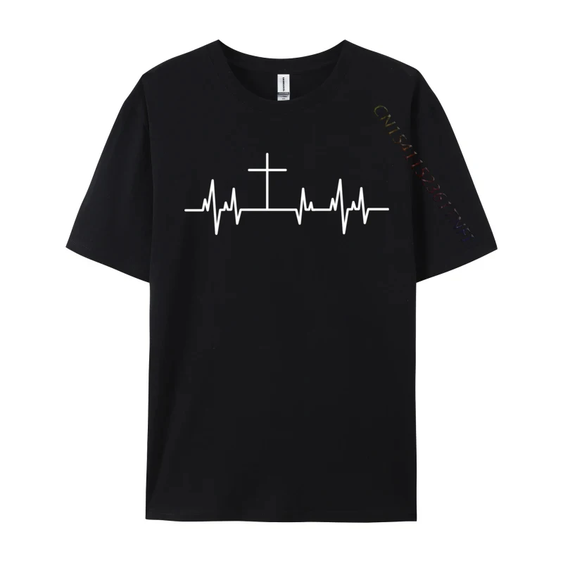 Christians Heartbeat Ecg Cosie Premium Cotton T-Shirts For Men Slim Fit T Shirt Wholesale Sweatshirts Cool Clothing