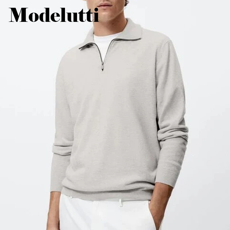 Modelutti-suéter de punto de cuello alto para hombre, jersey básico ajustado de Color sólido, Tops informales simples, moda de otoño e invierno, 2022