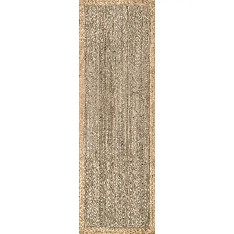 

Hand Woven Jute Runner Rug, 2' 6" x 10', Gray