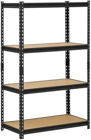 

Black Steel Industrial Shelving, 4 Adjustable Shelves, 3200 lb. Capacity, 60" Height x 36" Width x 18" Depth