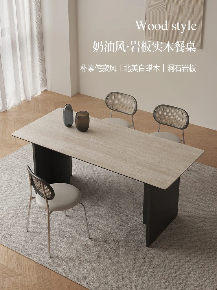 

Dongshi Rock Plate Dining Table and Chair Combination Modern Simple Dining Table Rectangular Solid Wood