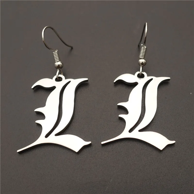 

Death Note Earrings Double L Yagami Non-Mainstream Stainless Steel Pendant with Nickel Free Alloy Fish Hook Anime Women Jewelry