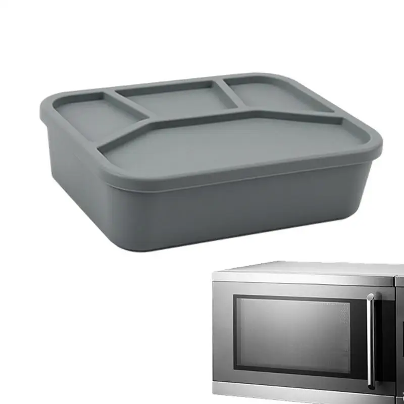 

Силиконовый детский контейнер для еды, детский силиконовый контейнер для еды, разделенный контейнер для хранения еды с крышкой и четырьмя г...