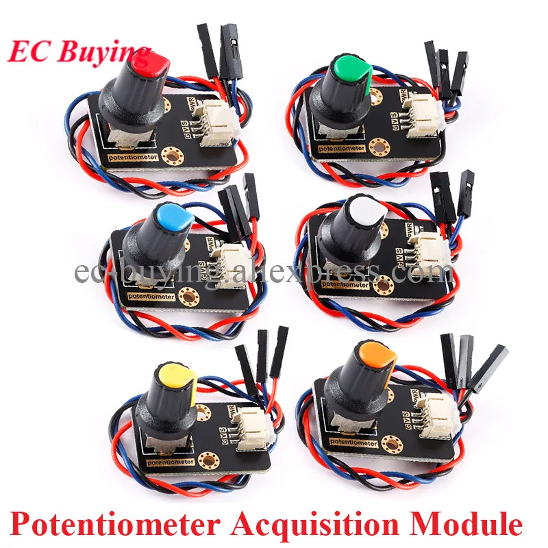 Potentiometer Acquisition Module Rotary Encoder For Arduino ADC Analog Sensor Audio Rotating Potentiometer Knob Cap 5V RV09 10K