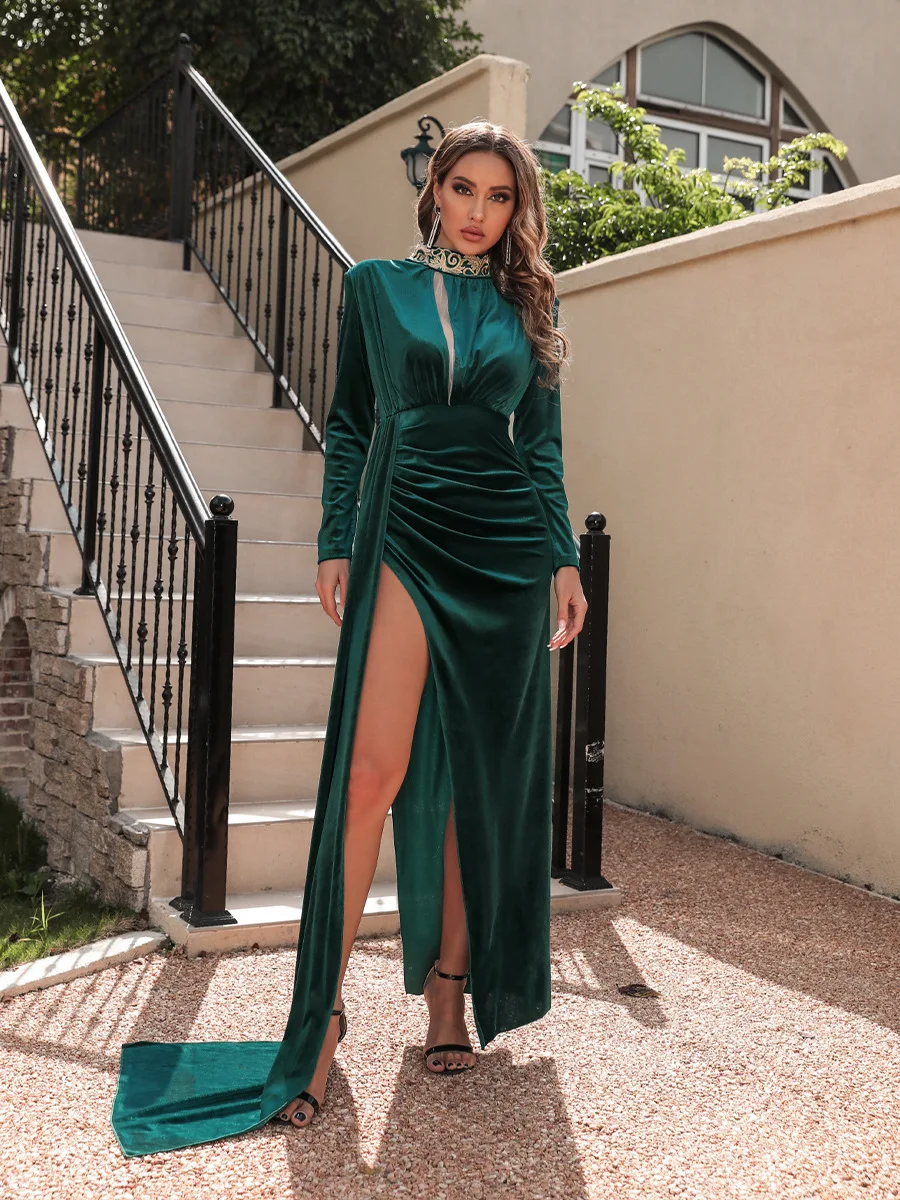 Luxury Evening Dress Long Sleeves Off the Shoulder O Neck Floor-Length Gown 2022 Ever Pretty of Gorgeous Prom Party Women Dress