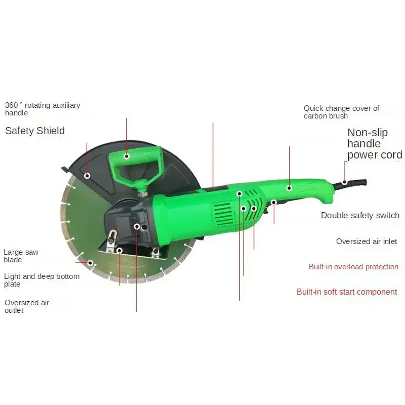 Портативный станок для резки 5200 Вт 14 дюймов электрическая пила камня стены