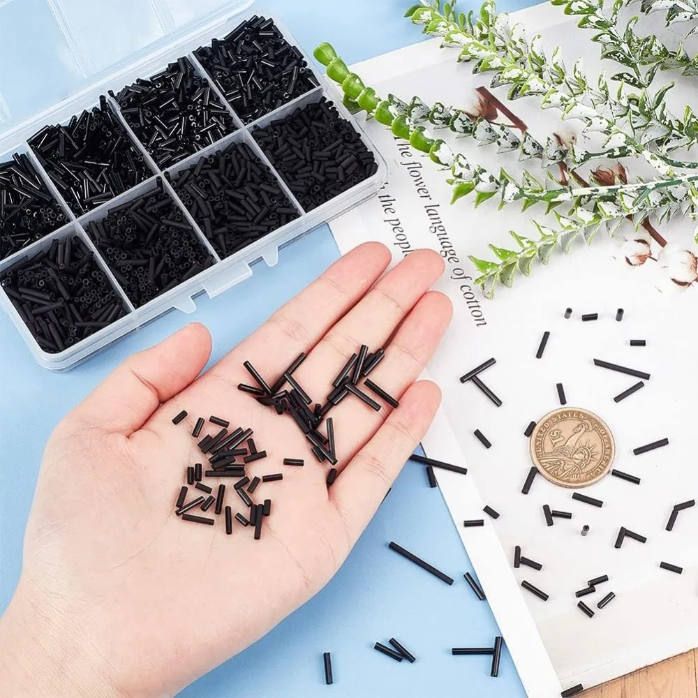 Стеклянные бусины 4 размера 1980 шт. Непрозрачные матовые черные подвески