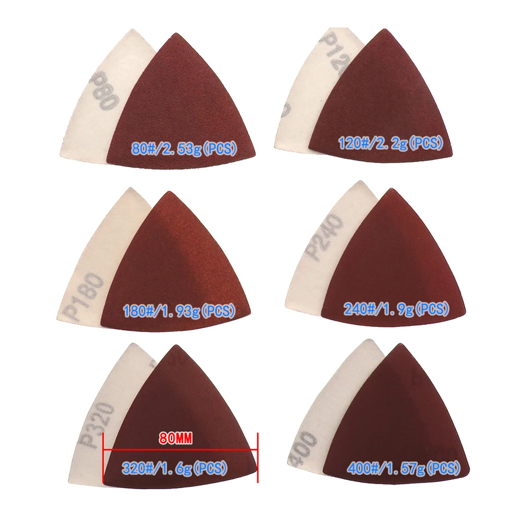 30 шт. 80 мм наждачная бумага с крючком и петлей треугольная подходит для 3-1/8
