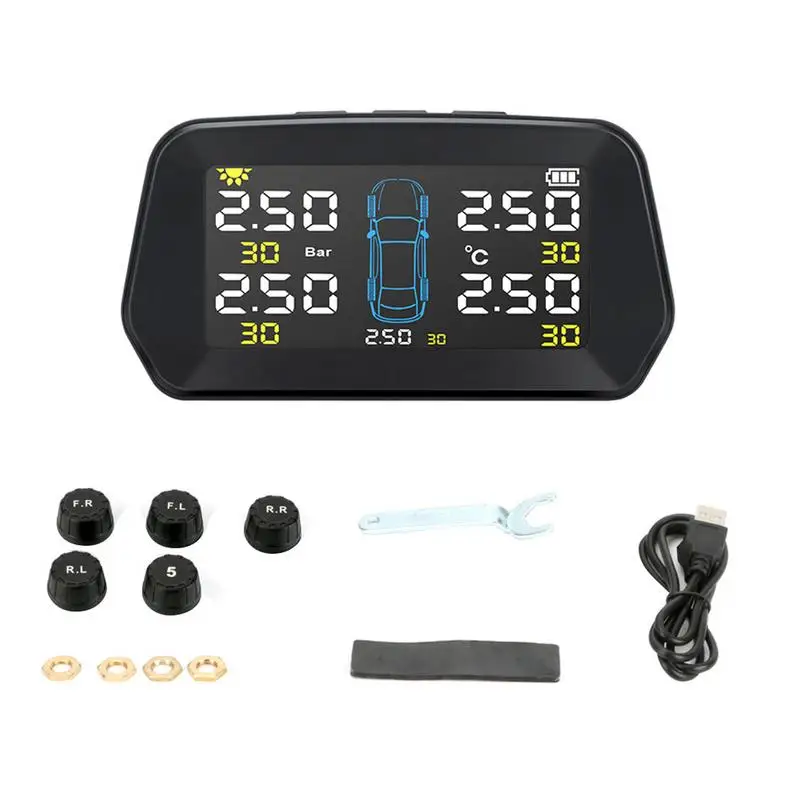 

Tire Pressure Monitor Solar TPMS With 5 Sensor TPMS Real-time Monitoring Pressure And Temperature For Travel Trailer Truck