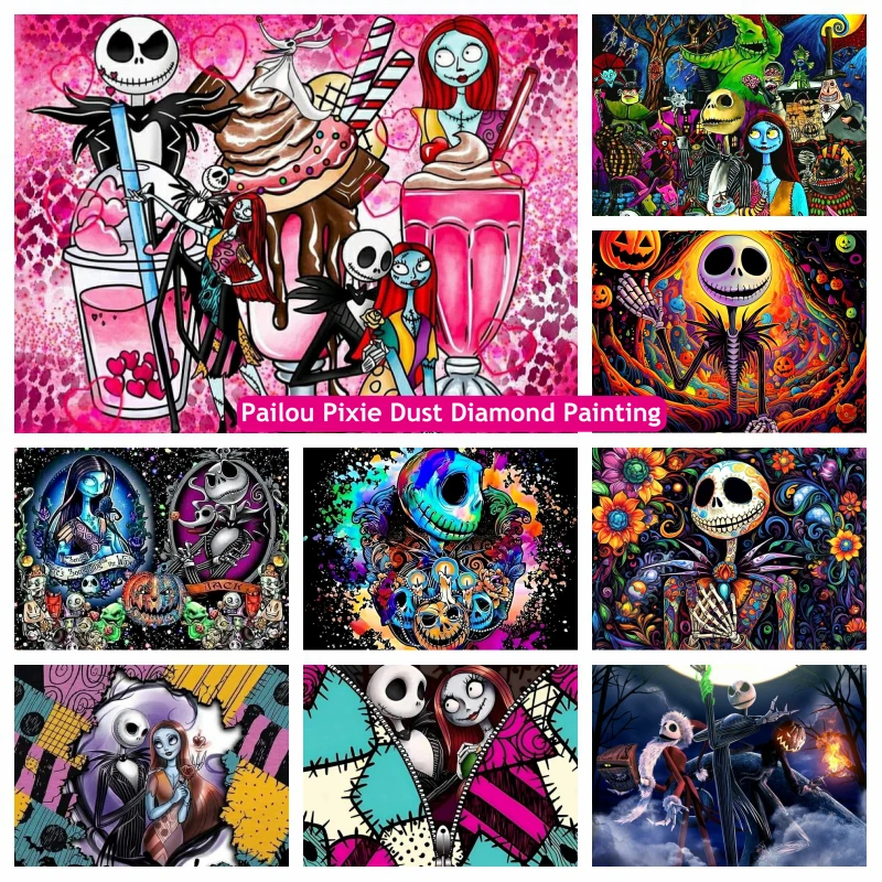 

The Nightmare Before Christmas Halloween Movie Pixie Dust Diamond Painting Art Gothic Jack Sally Cross Stitch Mosaic Home Decor