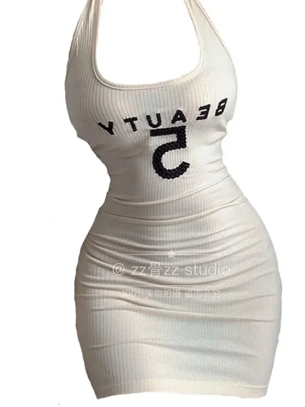 Женское Спортивное платье на бретельках летнее облегающее для девушек пикантное