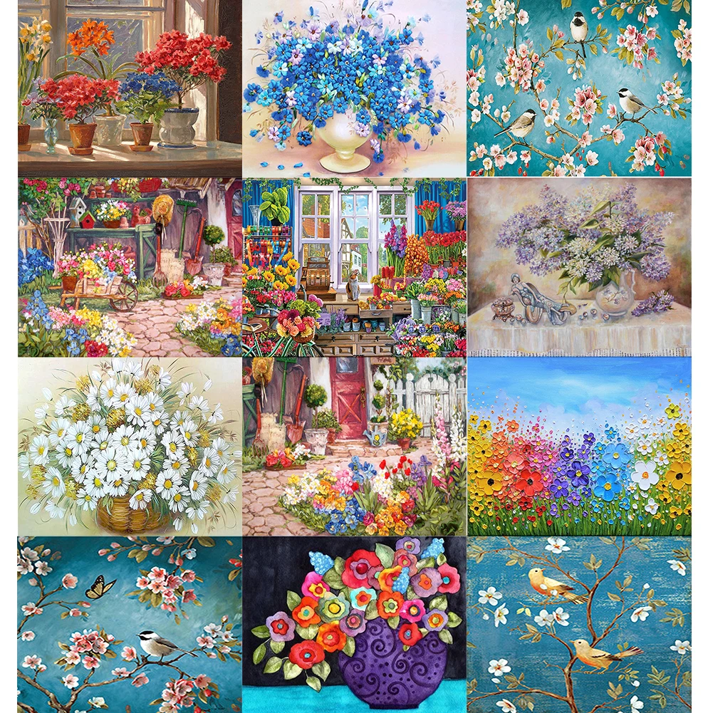 

Flower Frameless Picture Oil Paint by Numbers Hand Painting Artworks Gifts Home Living Room Bedroom Decorations