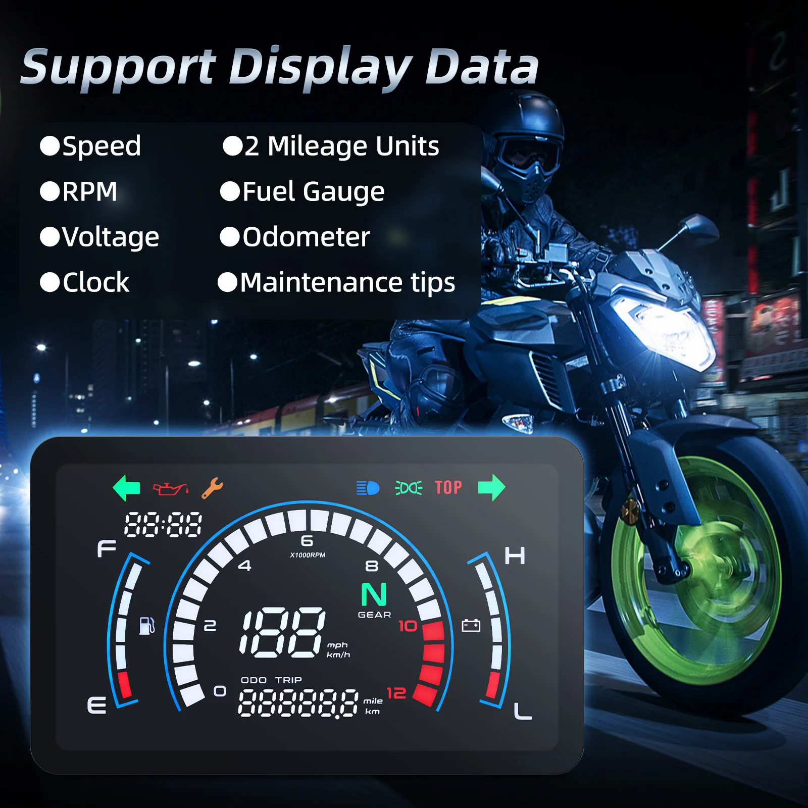 Цифровой спидометр для мотоцикла Вольтметр приборной панели Honda EX5 Dream/EX5 Ipowed