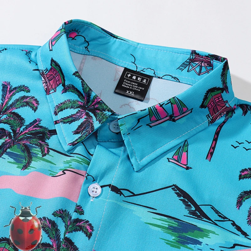 Blue Hawaii Coconut Print Beach Shirt