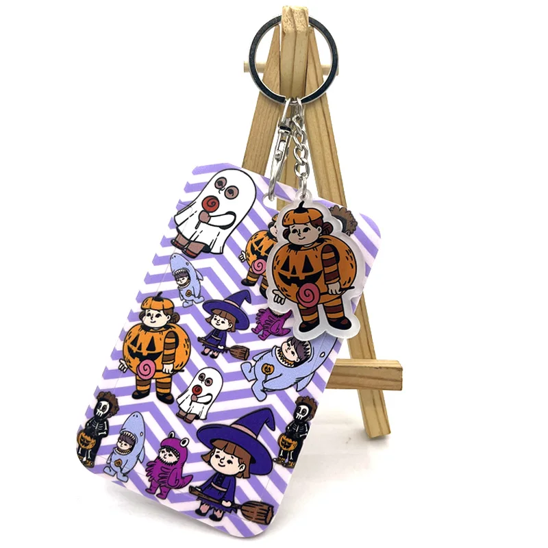 

Happy Halloween Cute Card Cover Fashion Women Card Holder Lanyard Colorful Retractable Badge Reel Nurse Doctor Student Card Clip