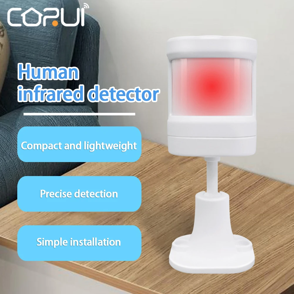 

CoRui Anti-pet Human Body PIR Motion Sensor Wireless Tuya Alarm System Building Automation 433Mhz Security Infrared Detector
