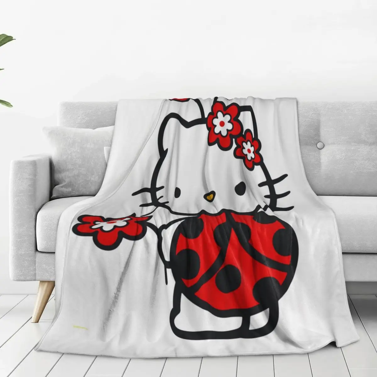 Одеяло с божьей коровкой Hello Kitty для косплея Фланелевое покрывало пикника на