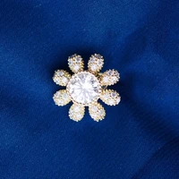 fashion cute zircon flower small collar pin elegant temperament simple anti light buckle v neck pin accessories corsage