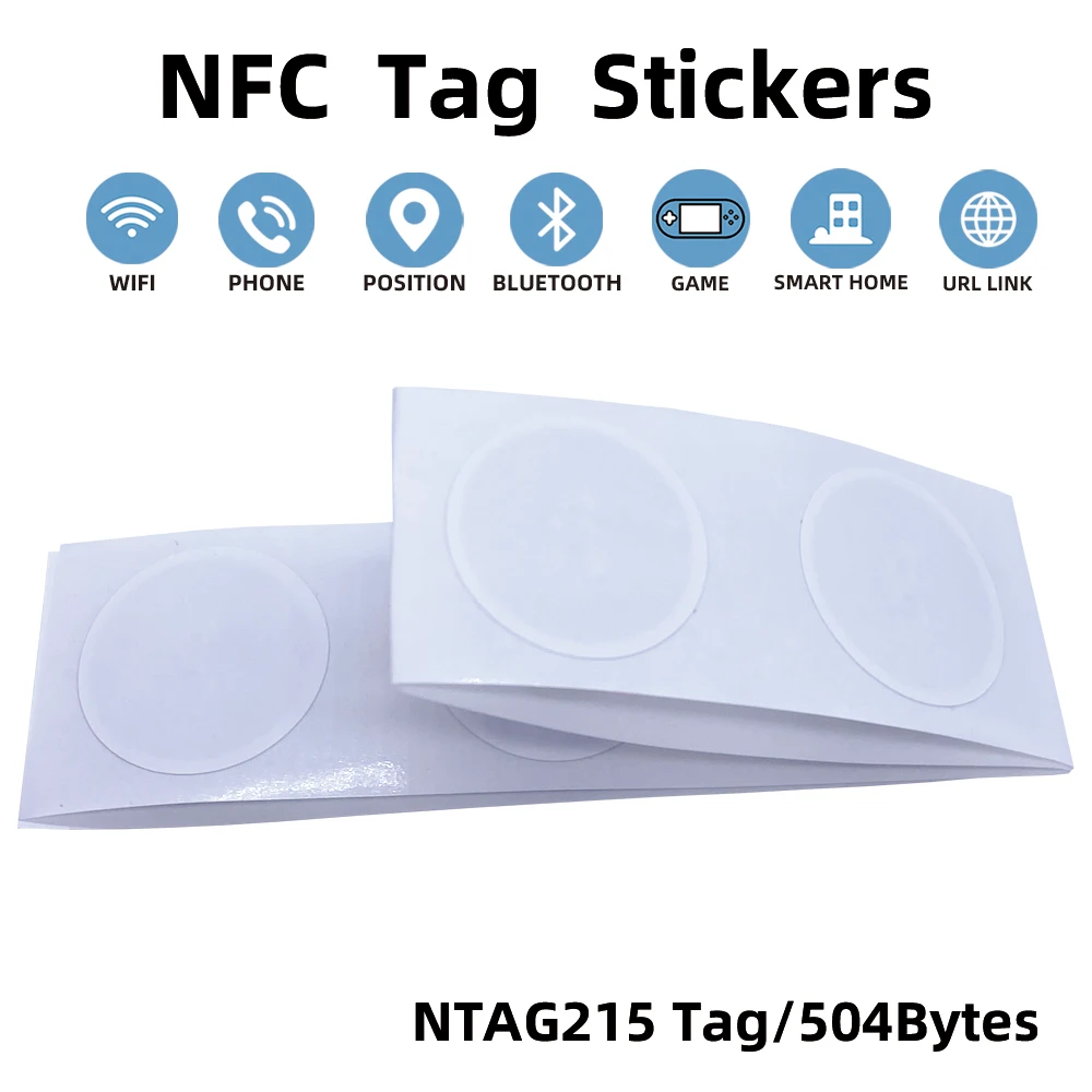 

100 шт. NFC Ntag215 самоклеящаяся бирка 13,56 МГц ISO14443A наклейка белая NFC215 NFC телефон доступны RFID наклейки клейкая этикетка
