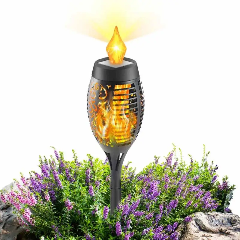 Mini Solar Torch Lights Outdoor Waterproof Garden Patio 13 LED Flickering Dancing Flame Lamp Solar Flame Lights Outdoor LED Lamp