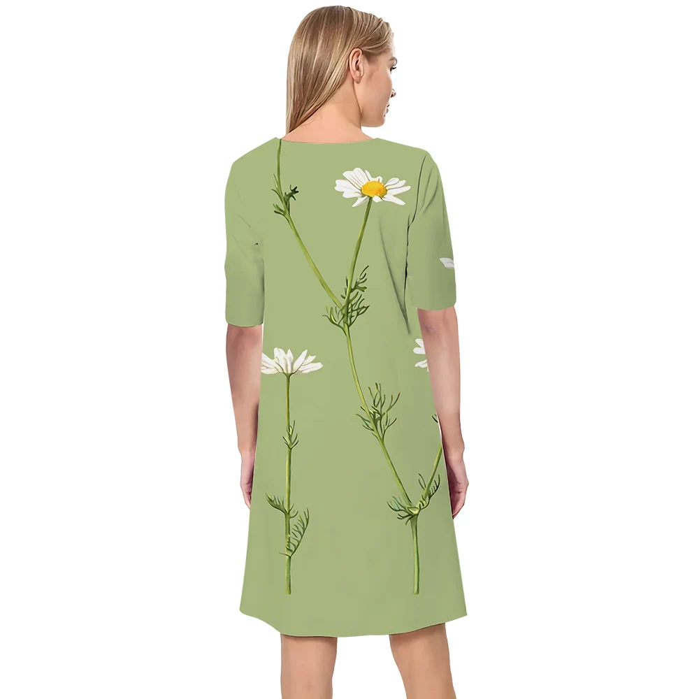 Женское платье свободного кроя CLOOCL повседневное зеленое с коротким рукавом