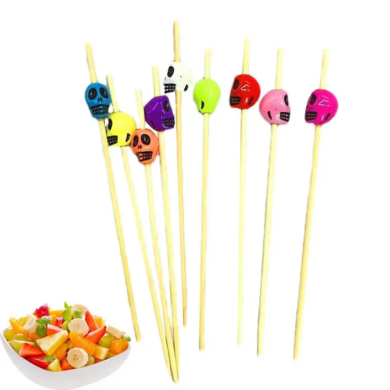 

Cocktail Picks | Skull Shape Food Fruit Stick Toothpicks | Portable Toothpicks Party Supplies Cocktail Fruit Skewers Decorative
