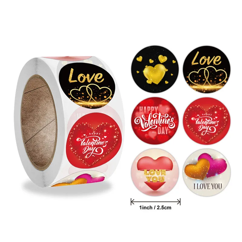 

100-500pcs 38mm/1.5inch I Love You/lover Heart Round Stickers Gift Stickers for Valentine's Day Gift Decoration Sealing Labels