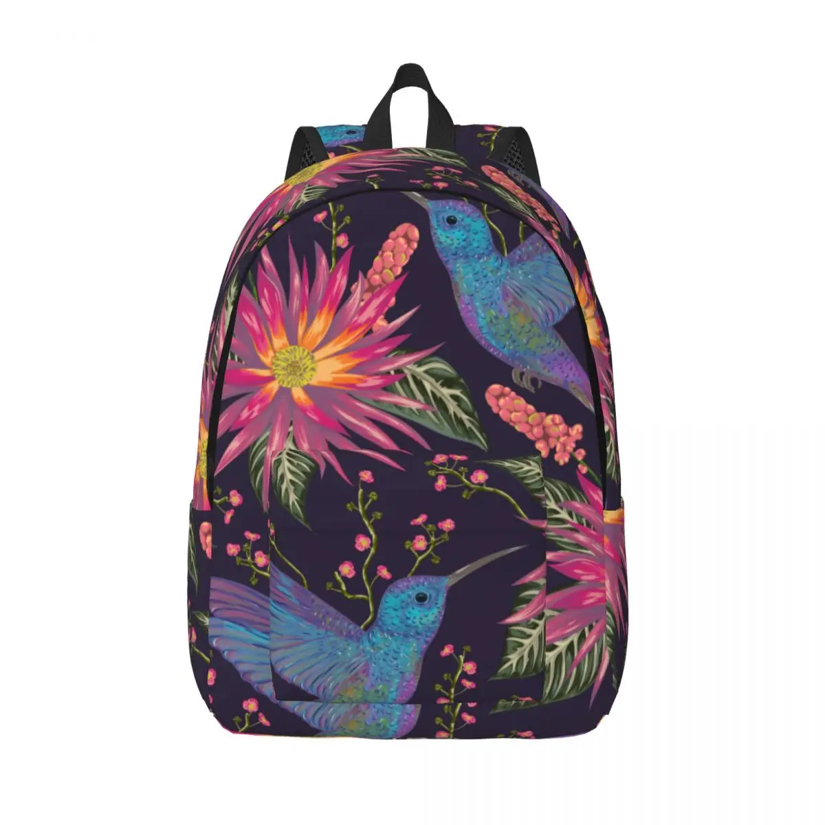 

Student Bag Hummingbird Tropical Flowers Berries And Leaves Fauna Backpack Parent-child Lightweight Backpack Couple Laptop Bag