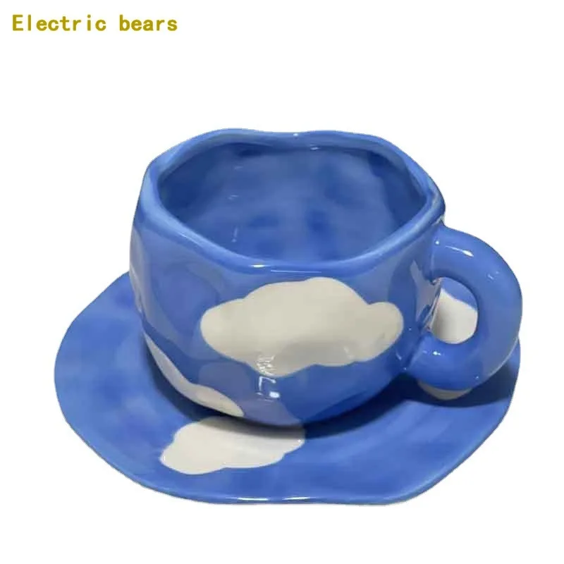 

Японский ручная роспись синее небо и белые облака кофейная чашка с блюдце керамическая ручная работа чайная чашка блюдце набор милый подар...