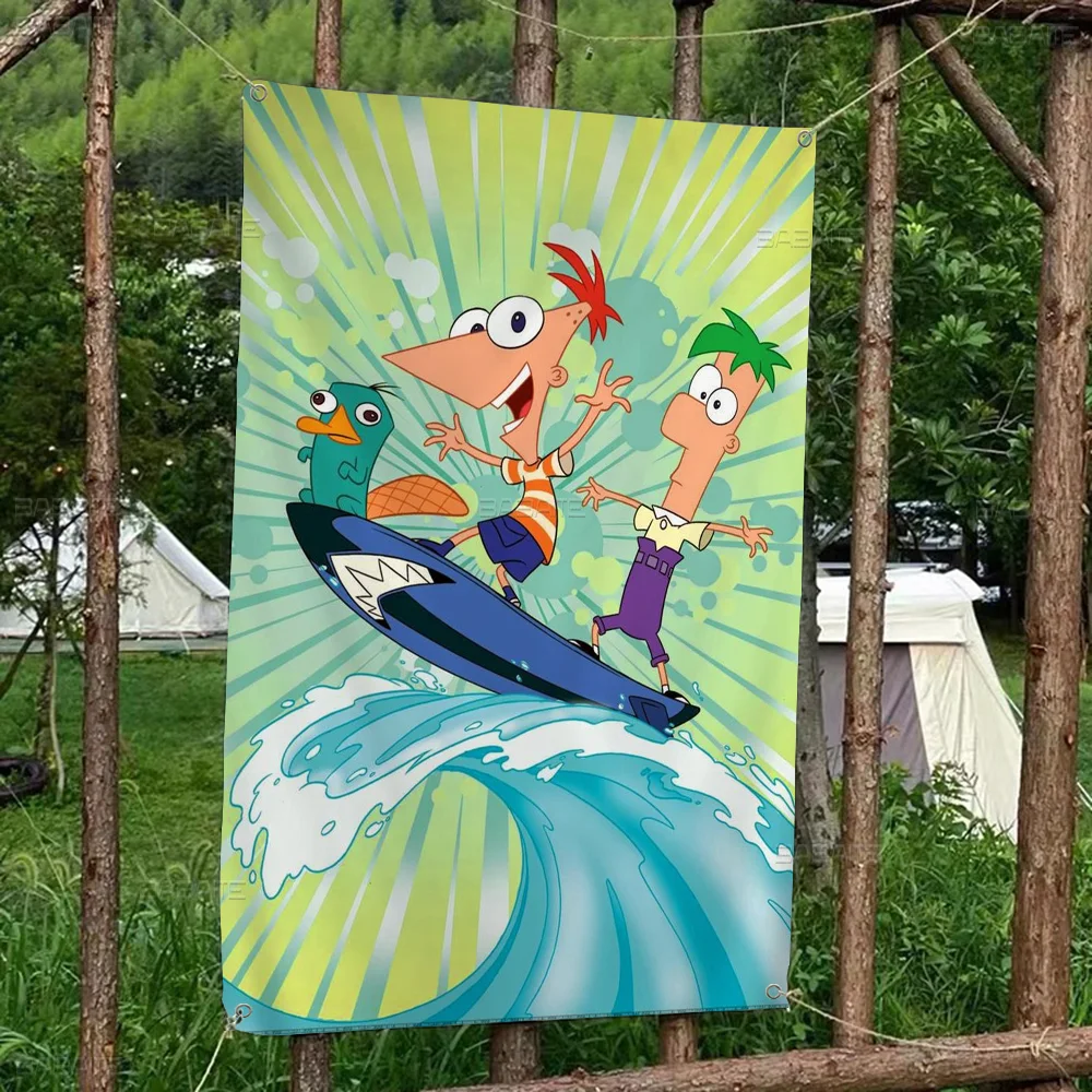 P-phineas мультфильм F-фаски ретро флаги множественный выбор живой студийный стенд
