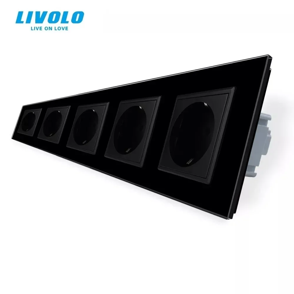 Стандартная розетка Livolo EU из хрустального стекла многофункциональная с пятью