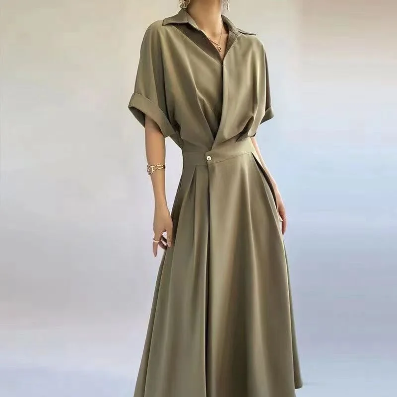 

Design Sense New Small Size Shirt Dress Women's Spring Commuter High Grade Dress Temperament Slim Skirt