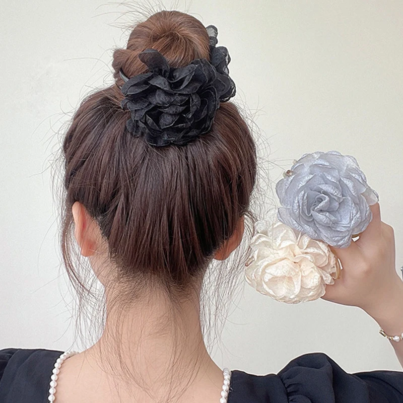 

Korean Girl Simple Large Hair Claws Floral Camellia Hair Clips for Women Fashion Gripper Hair Accessories