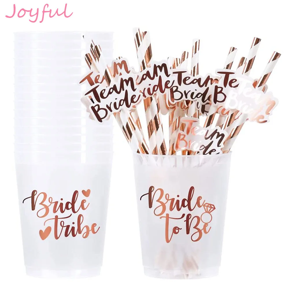 

1Set Bachelorette Party Team Bride Cups Plastic Drinking Cup Bridal Shower Bride to be Hen Party Supplies Wedding Decorations