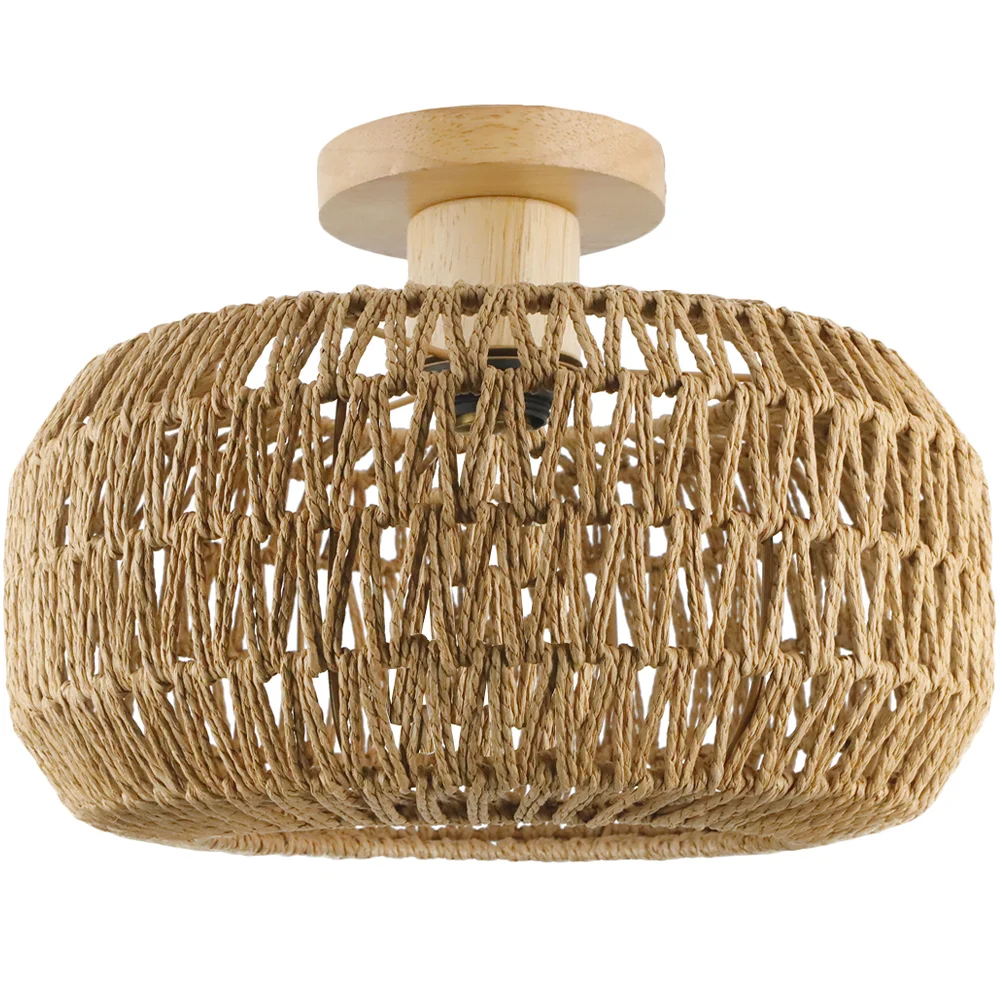 

Woven Ceiling Lamp Modern Style Light Bathroom Rustic Flush Mount Balcony LED Fixture Fixtures Kitchen Simple Home