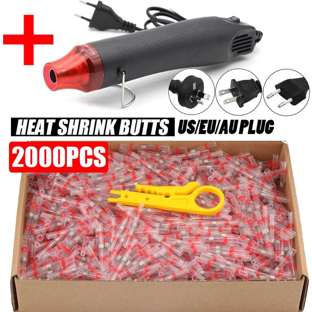 

AWG22-18 50-2000PCS Waterproof Heat Shrink Soldering Insulated Electrical Splice Wire Butt Connectors Terminals with Hot Air Gun