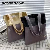 2022 korean simple womens large capacity shoulder tote bag girl fashion solid color vintage simple book canvas student handbags