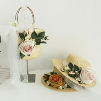 whitney summer straw basket orange vintage elegant ladies top hat with white wedding veil chapeau de mariage pour femme
