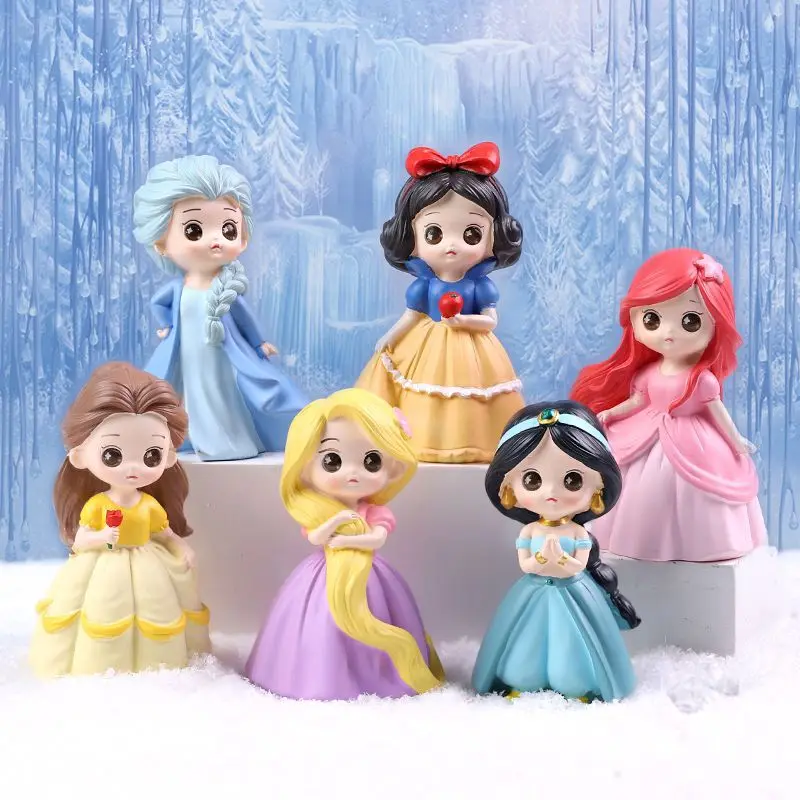 

Серия «Милая принцесса» Disney, мультяшная модель, экшн-фигурки, кукла «замороженный Рапунцель», настольное украшение, модель из смолы, детски...